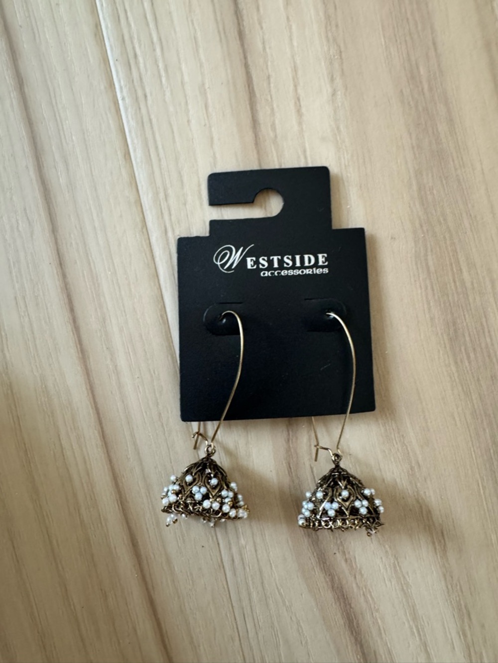 Westside Accessories Gold Pearl Cluster Drop Earrings
